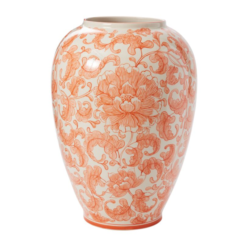 Coral Chinoiserie Vase