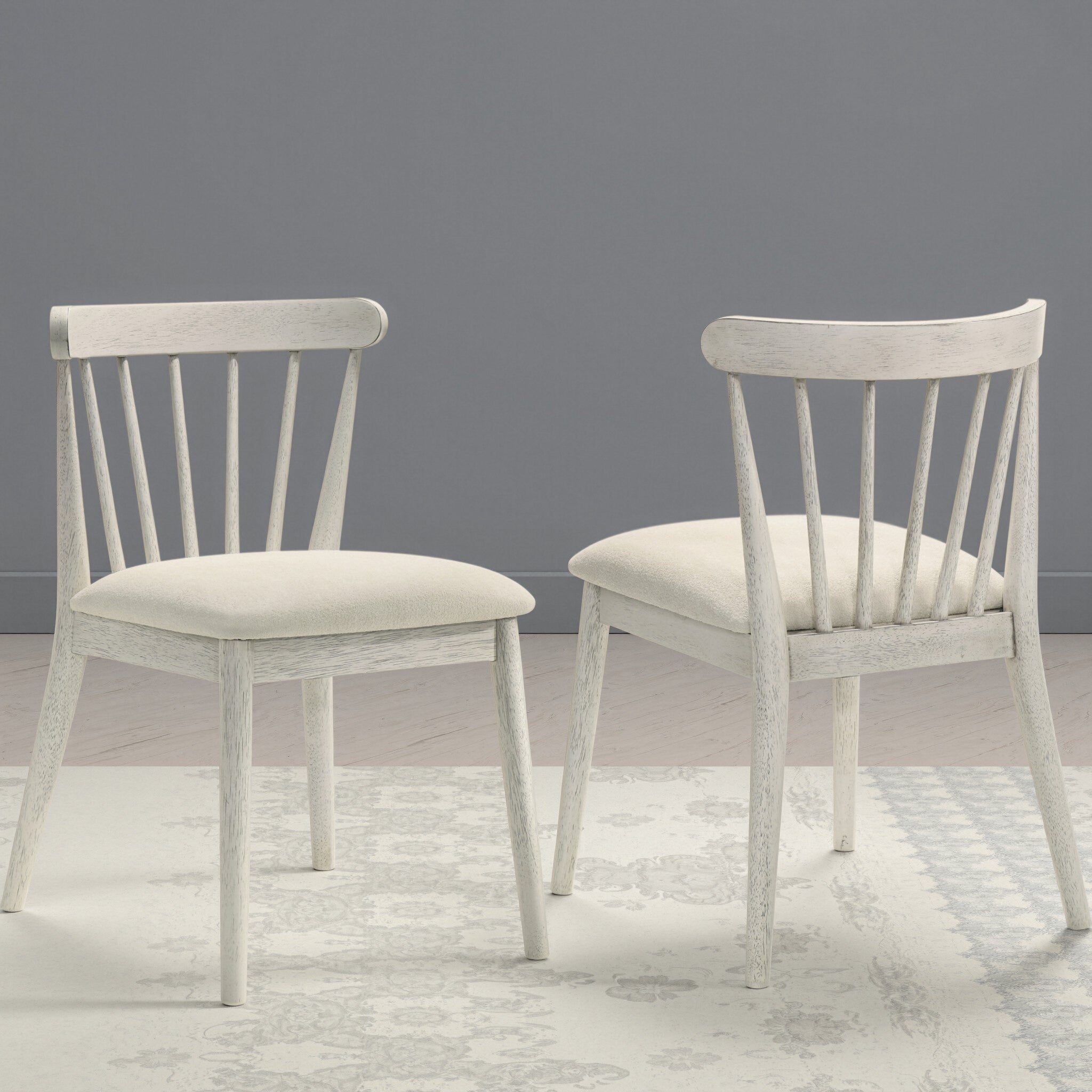 2-Piece Rustic Dining Side Chair Set, Solid Wood Frame, Farmhouse Design, Easy Assembly