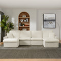 142' Cloud Sectional Couch with Comfy Chaise,U Shaped Modern Modular Sofa with Deep Seat,No Assembly Required Couch for Living Room Lounge,Beige