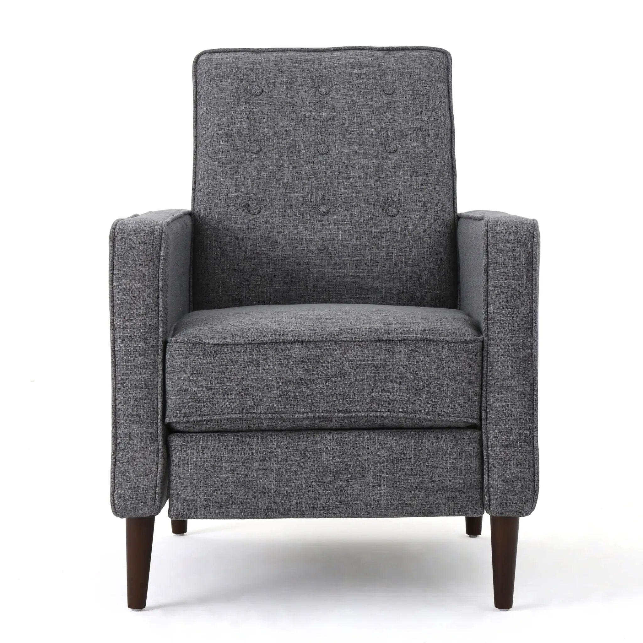 Mid-Century Modern Recliner With Button Tufted Waffle Stitch