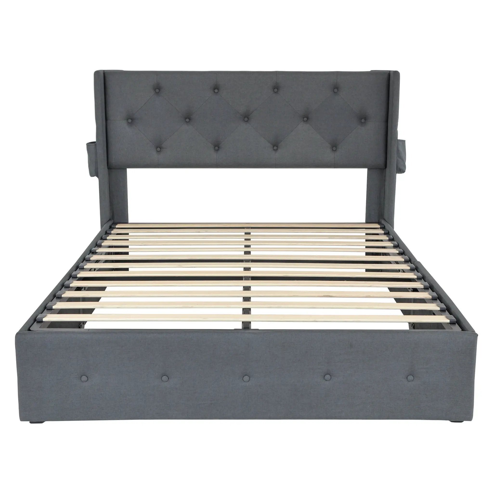 Bed With Gas Lift Storage, USB Ports