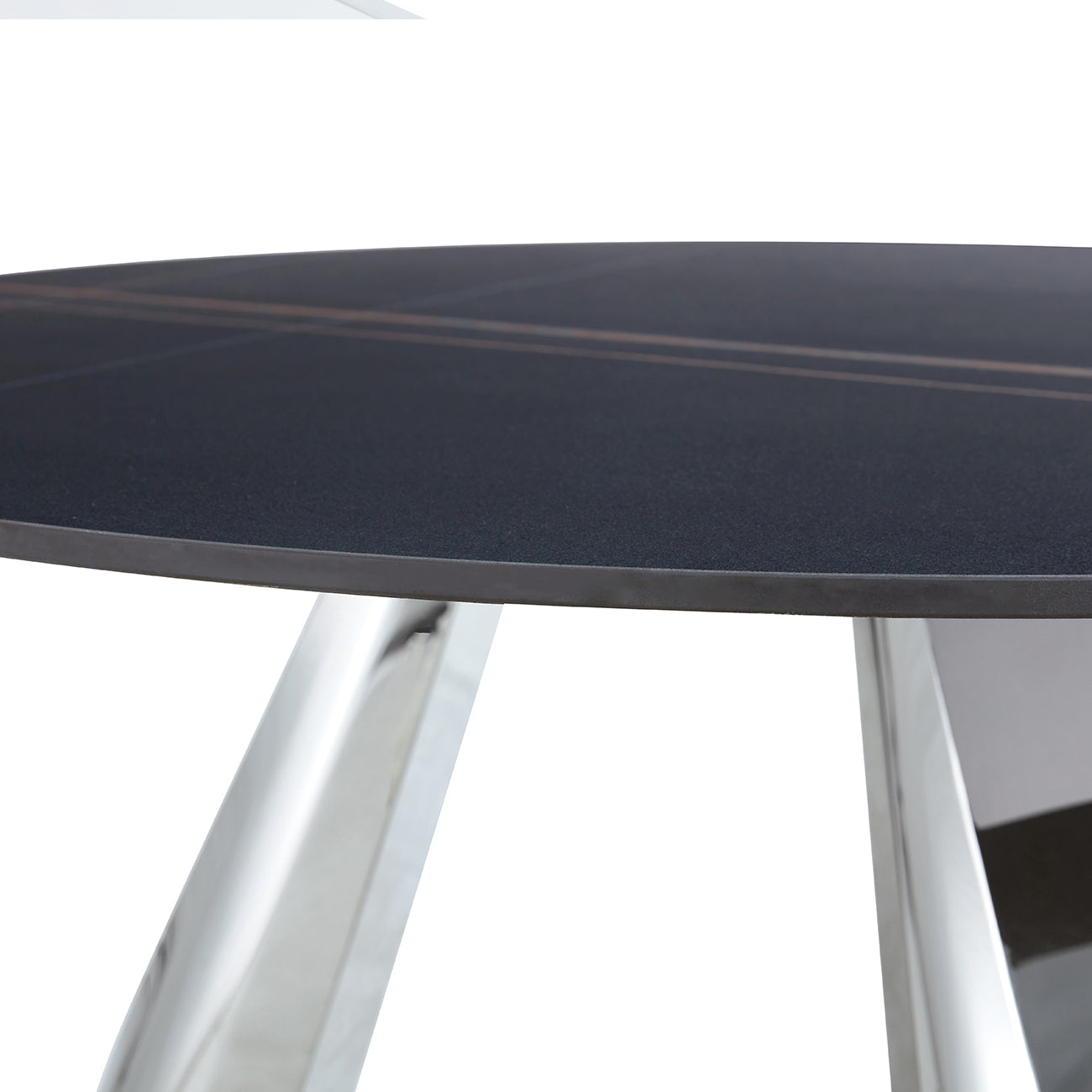 42' Luxury Sintered Stone Table: 0.45' Durable Top + 6' Steel Legs,350lb Capacity, Stain/Heat-Resistant Black Veined Surface - Modern Minimalist DesignW1512S00111