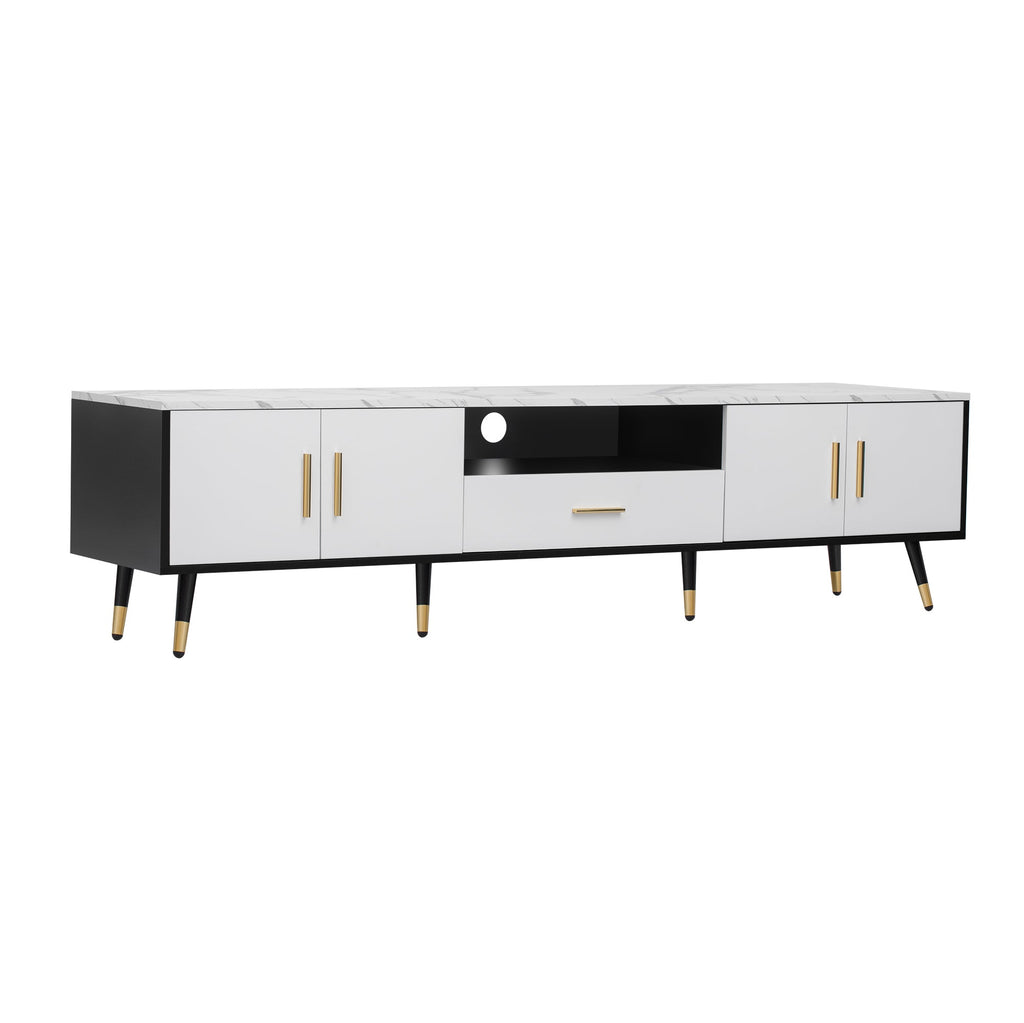 71'' Modern TV Stand with 2 Cabinets&  Open Compartments, Entertainment Center for TVs up to 80'', Television Console for Living Room, Bedroom, Home Theatre