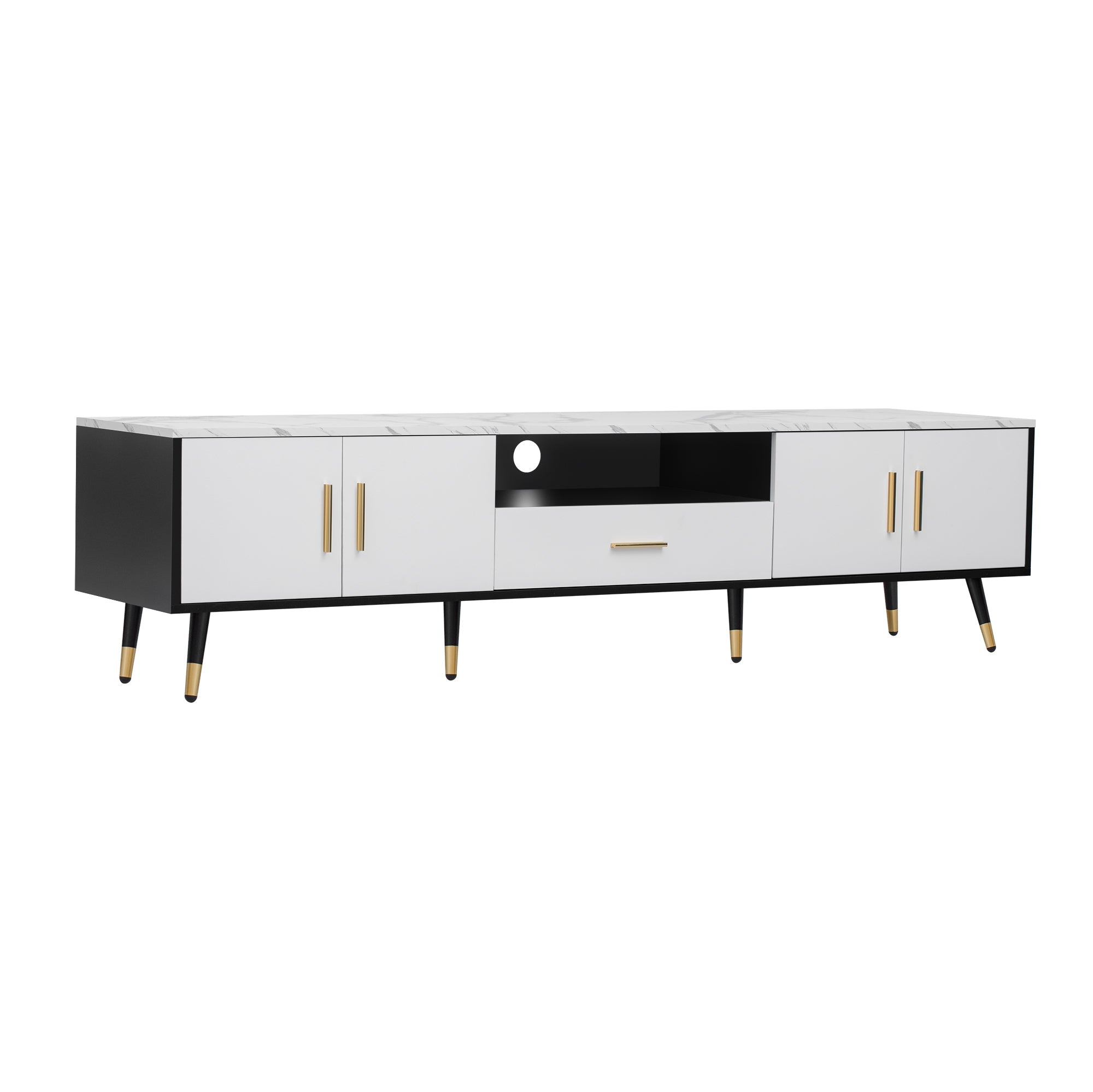 71'' Modern TV Stand with 2 Cabinets&  Open Compartments, Entertainment Center for TVs up to 80'', Television Console for Living Room, Bedroom, Home Theatre