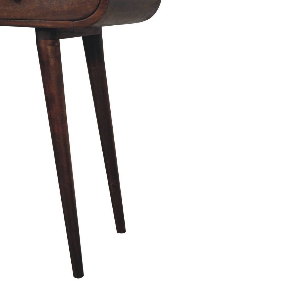 Solid Wood Light Walnut Curved Edge Console Table