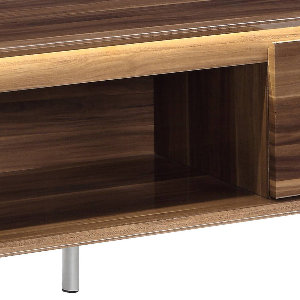 Raceloma Walnut & Chrome Finish TV Stand (w/ LED)