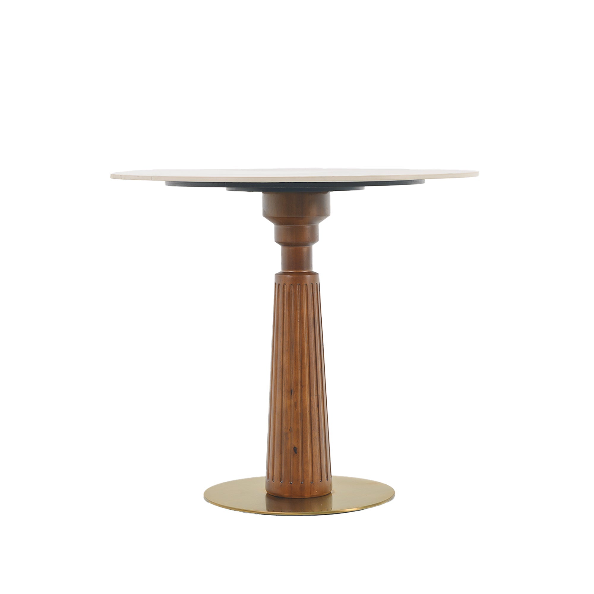 Modern Round Dining Table, 33.5' Sintered Stone Table with Wooden Leg & Gold Base, 2 - Person Kitchen Table for Small Space, 150lbs Weight Capacity(Only the Negotiation Table)