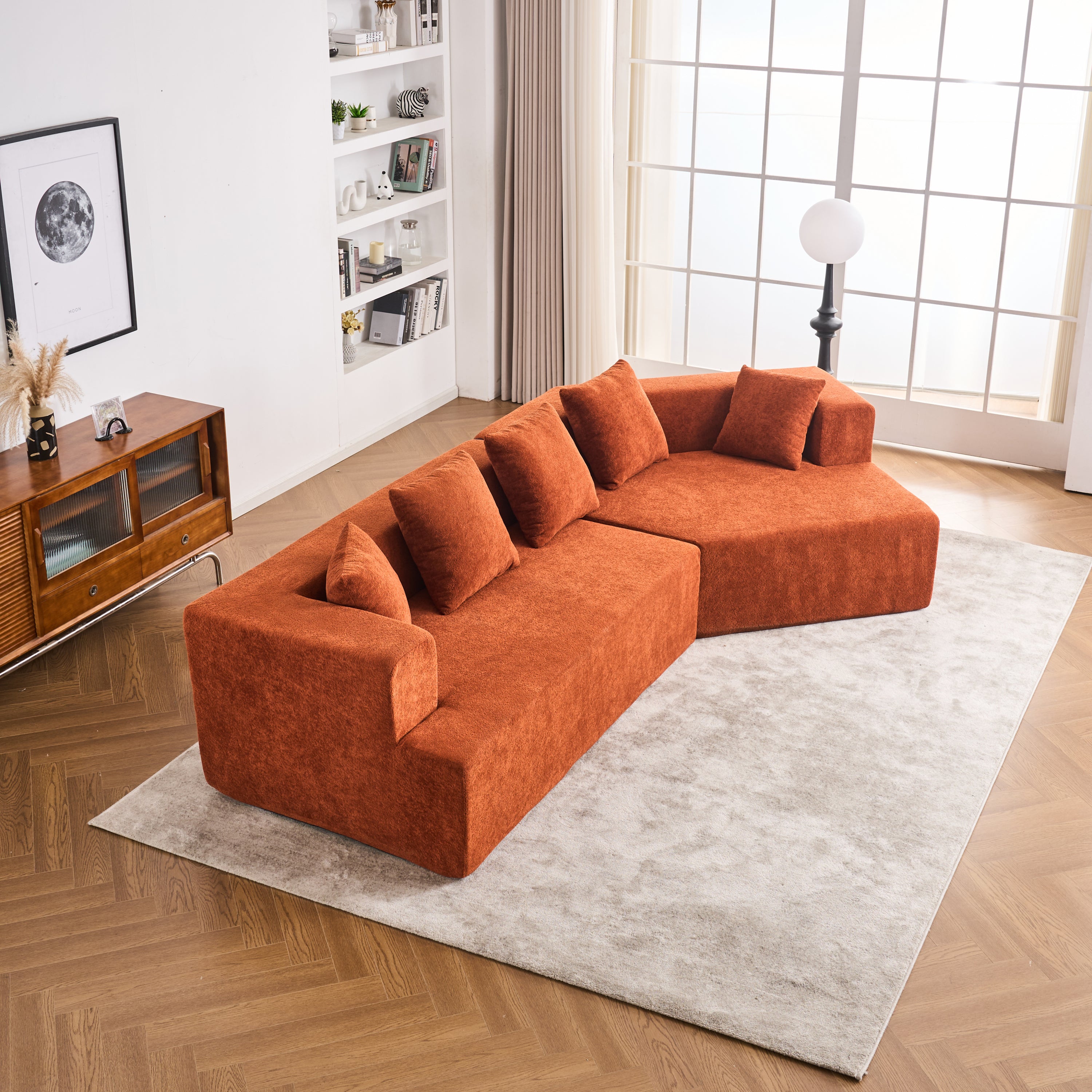 Memory Foam Couch, No Installation & Easy to Transport, Deep Seat Modern Sofa with Chenille Fabric, Couch for Living Room, Bedroom, Apartment, Home Office