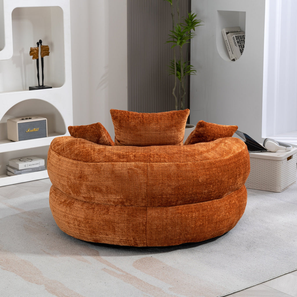 Lazy Sofa Durable Comfort Lounger High Back Bean Bag Chair for Adults and Kids, Indoor & Outdoor, Orange Chenille