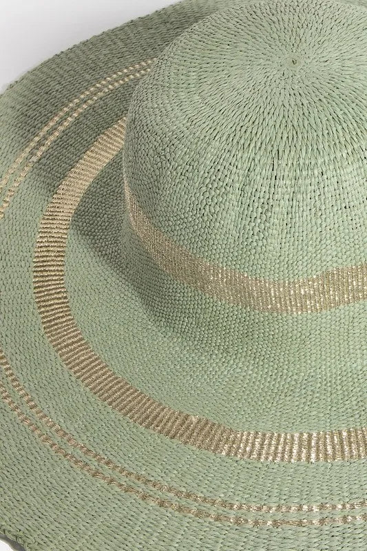 Fame Metallic Accent Trim Floppy Sun Hat