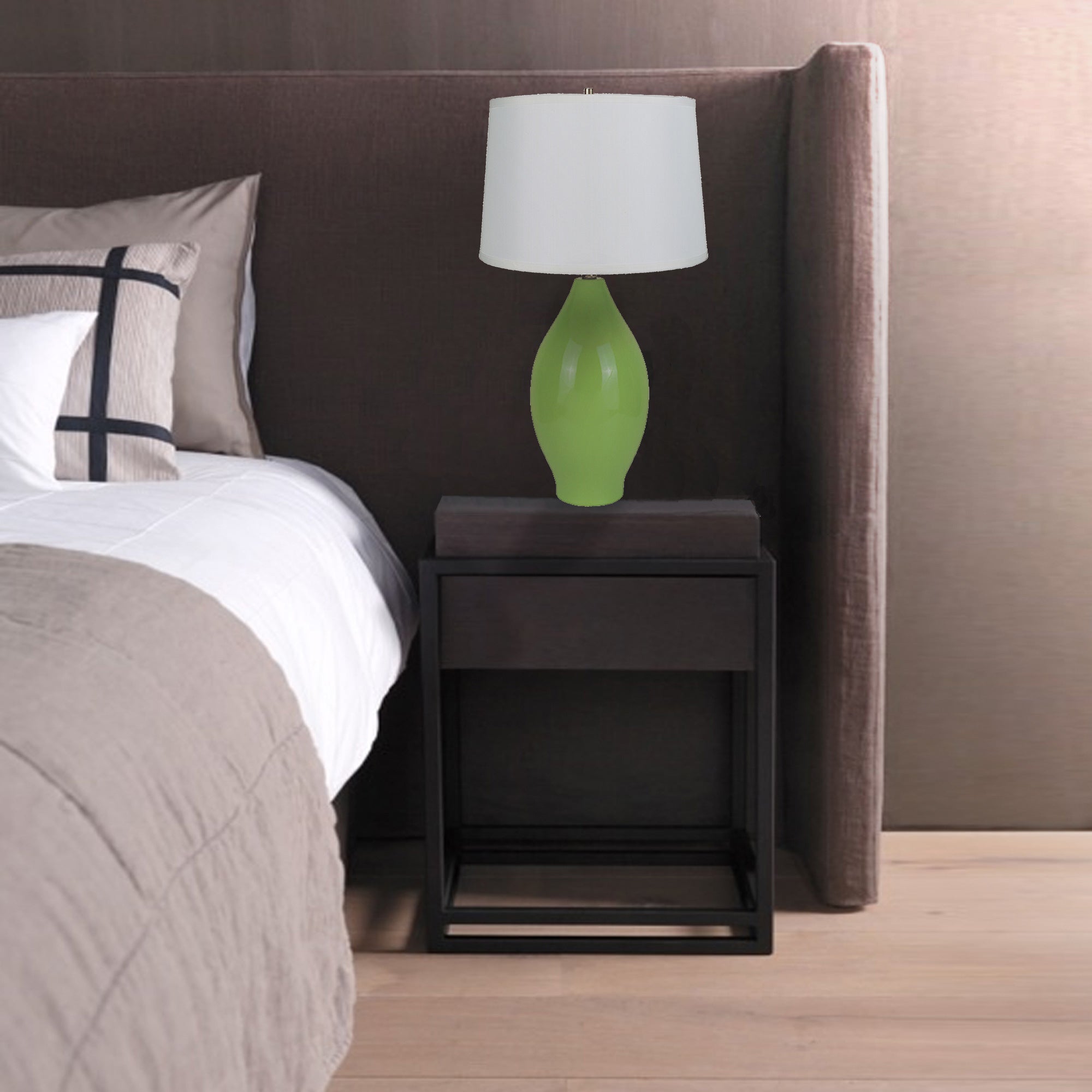 28'H RED LEMON SHAPE CERAMIC TABLE LAMP