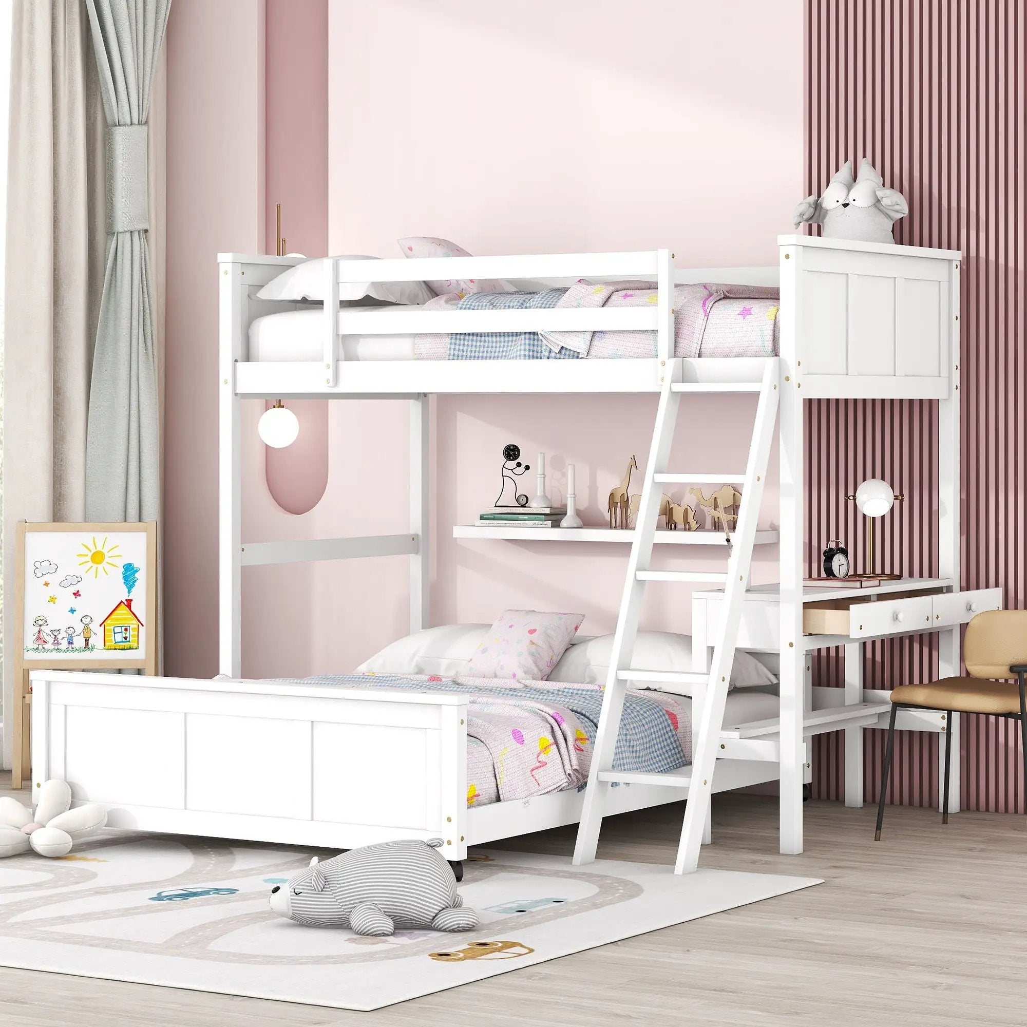 Full Over Full Bunk Bed With Desk