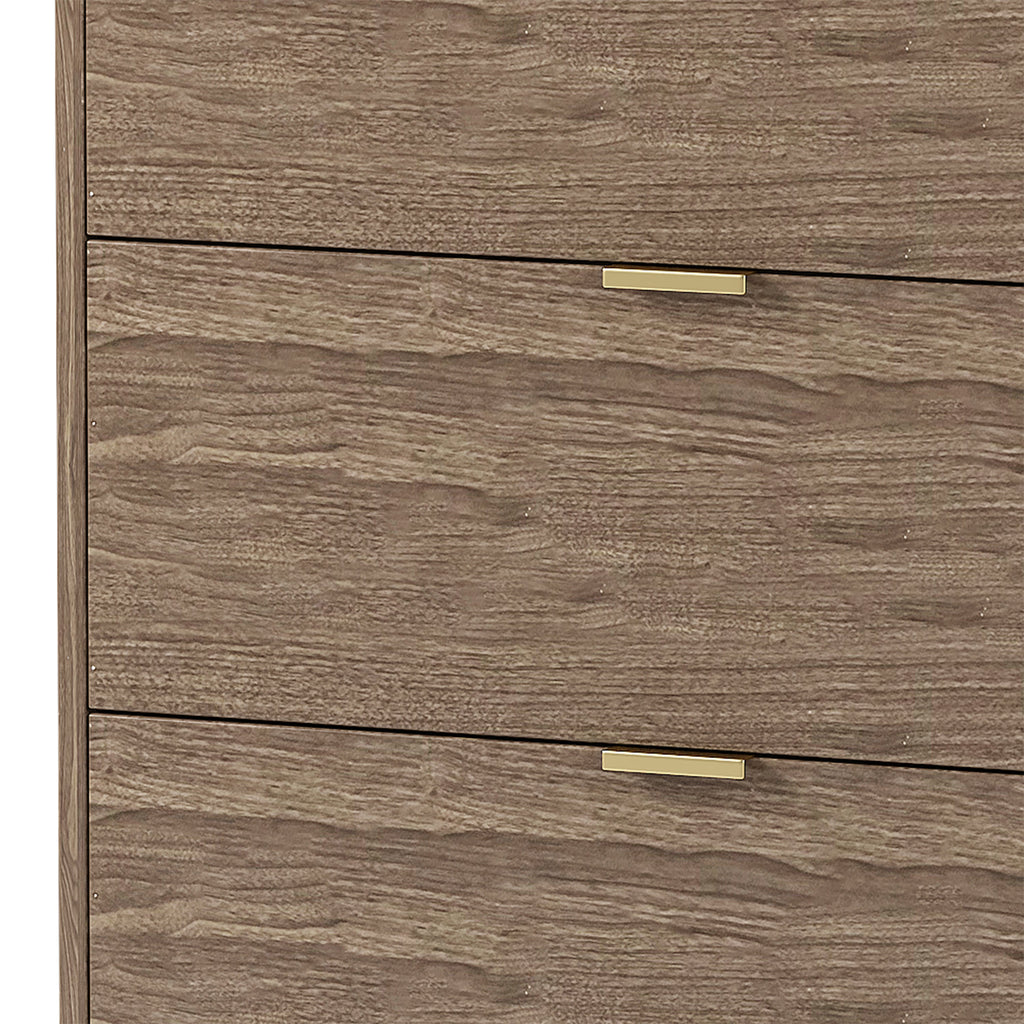 55" Long 6 Drawer Dresser with Marbling Worktop, Mordern Storage Cabinet with Metal Leg and Handle for Bedroom,Walnut