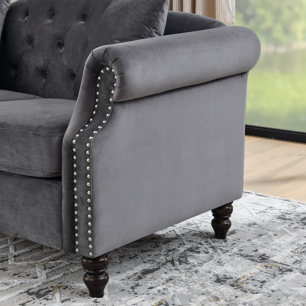 3-seater + 3-seater Combination sofa.Grey Velvet W834S00064