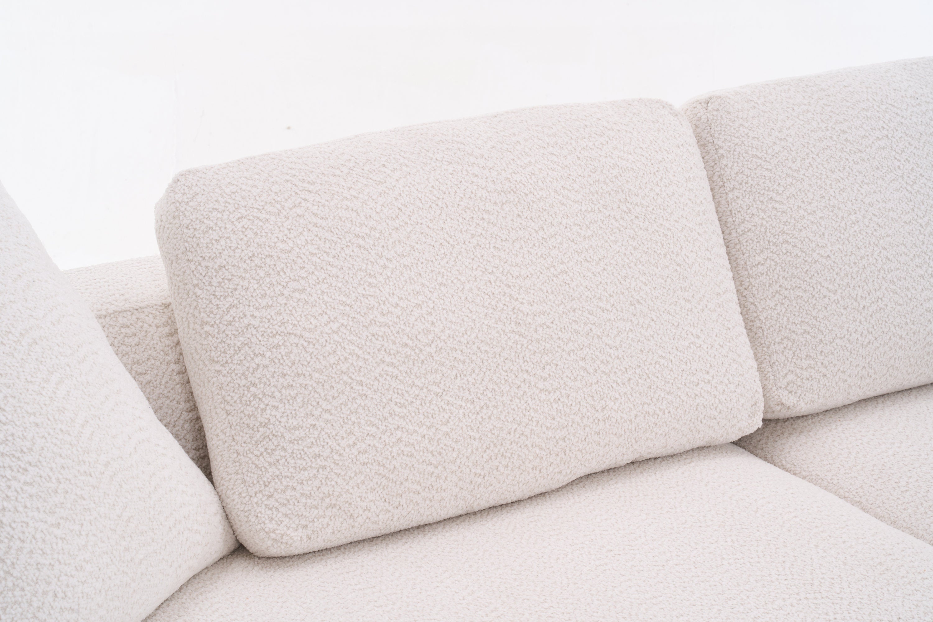 LY-024 BEIGE COMPRESSION SOFA: 4-seater combined sofa, Crochet Yarn Fabric, full sponge compression sofa,combined sofa with 4 pillows for home living/ Home Furniture/ Apartment