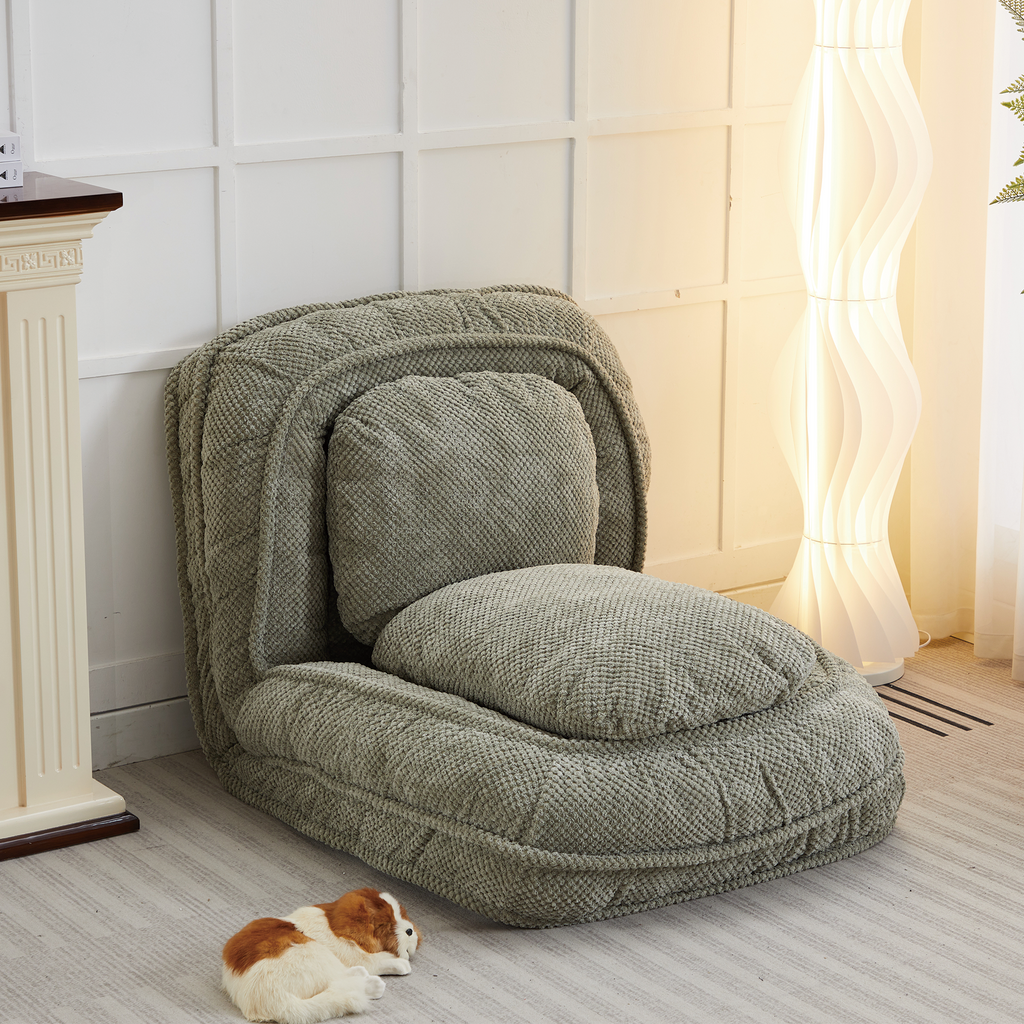 Human Dog Bed ,Lazy Sofa Couch ,5 Adjustable Position,sit,sleep,fold,suit to put in bedroom, living room ,Space Saving Design ,Green