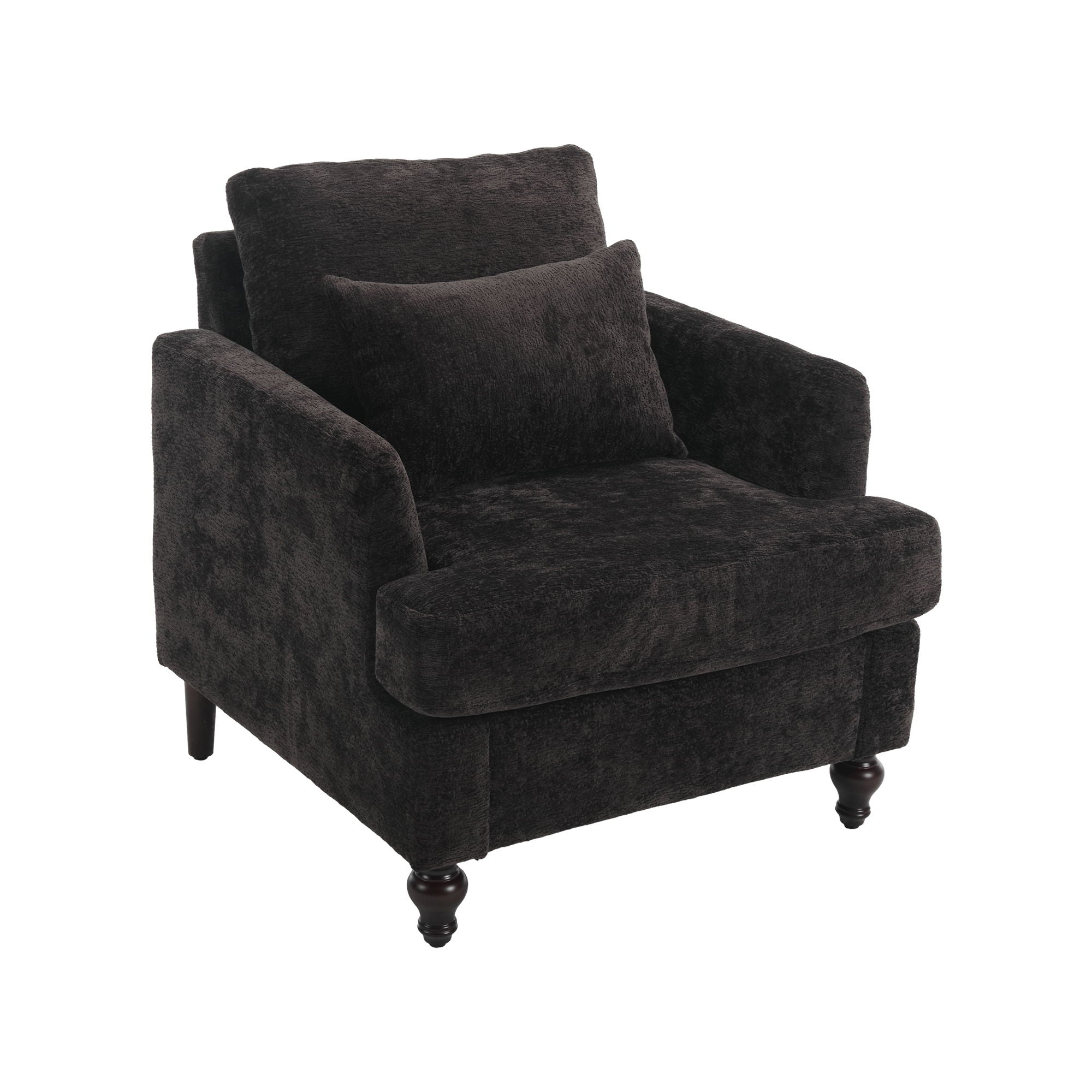 Modern Mid Century Wood Frame Armchair With Tufted Design