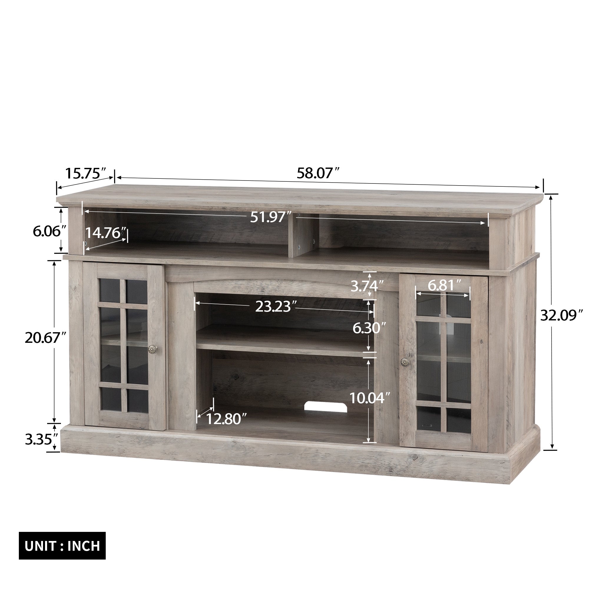 TVstand,media console,storage cabinet,entertainment center,with electronicfireplace,Install theLEDBluetooth band,using the latest infrared heating technology,electronic flame beautiful,safe color:Gray