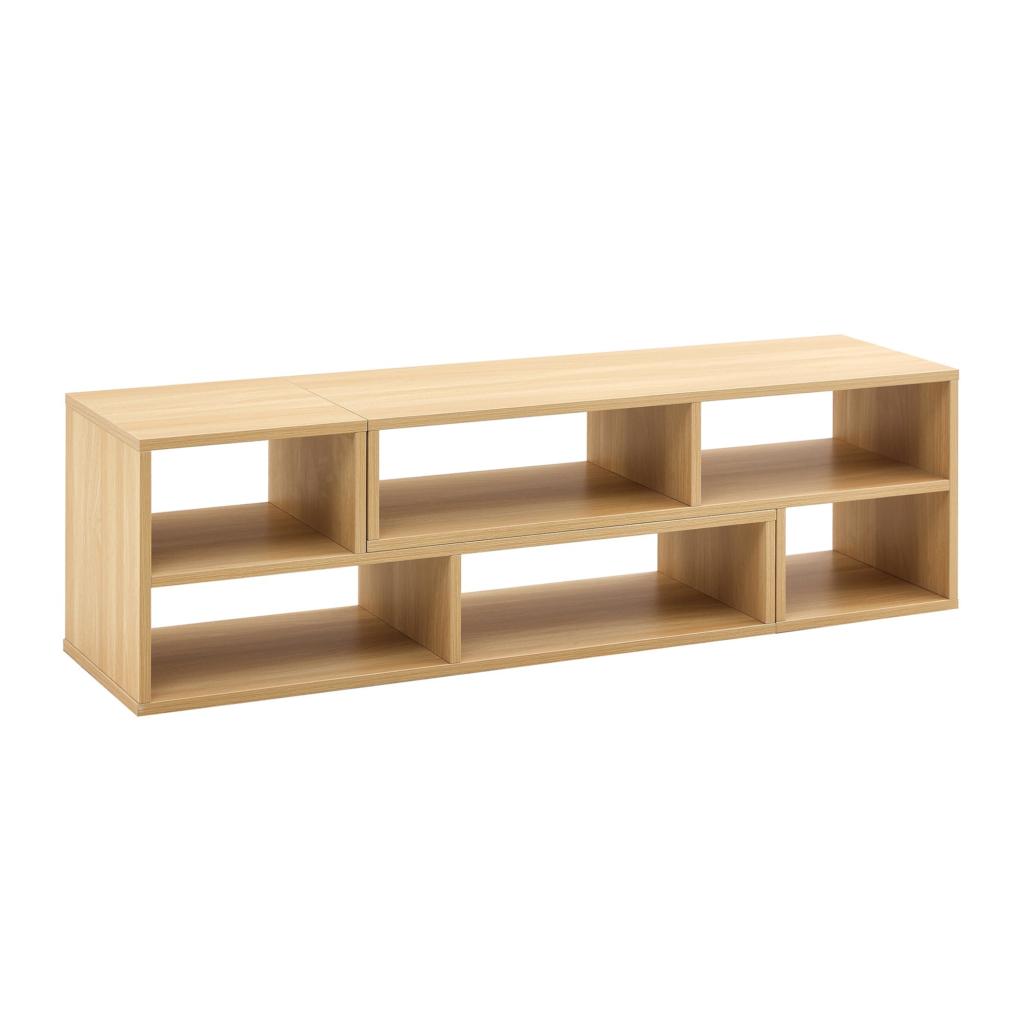 2-Piece Cube TV Stand and L-Shaped Entertainment Center with Open Storage and 2 Shelves – Burly Wood MDF