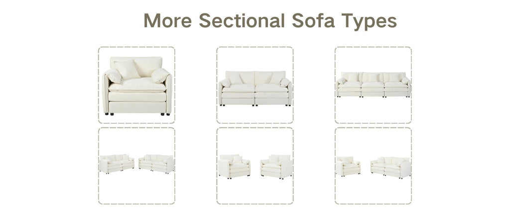 Oversized 41.73' Sofa Chair, Modern Upholstered Armchair with 1 Toss Pillow, Modular Sectional Sofa for Living Room, Deep Seat Reading Sofa for Bedroom Apartment, DIY Combination Chenille,Beige