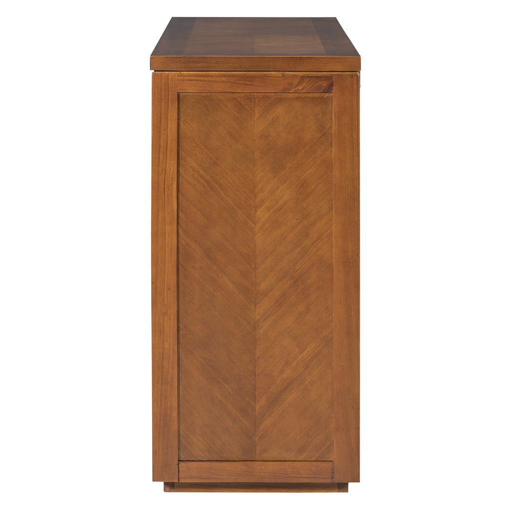 TREXM 55' Console Table, Rustic Wooden Entryway Table with Storage Drawers and Open Shelf, Elegant Sofa Table for Hallway and Living Room (Honey)