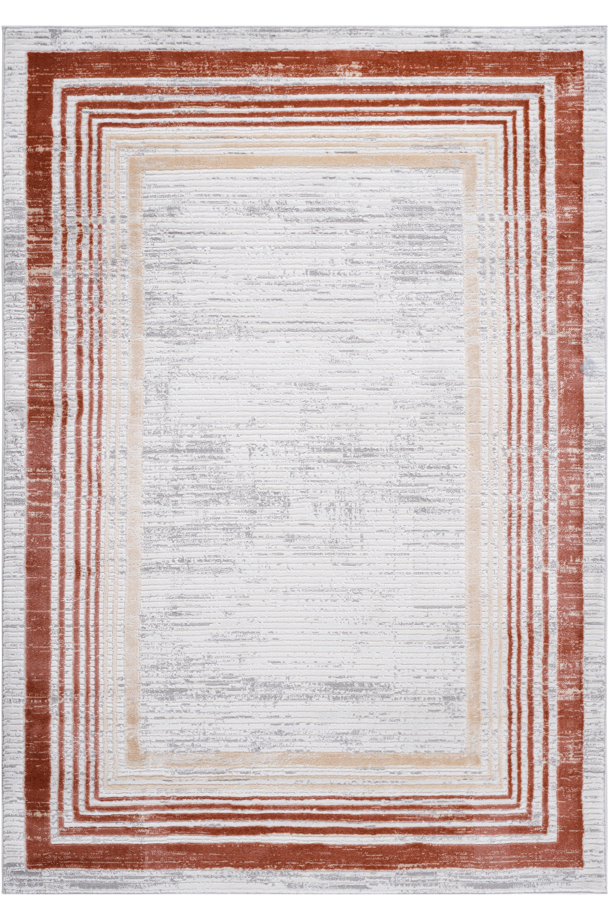 NAAR MARFI Collection 6X9 Brown/Ivory/Bordered Non-Shedding Living Room Bedroom Dining Home Office Stylish and Stain Resistant Area Rug