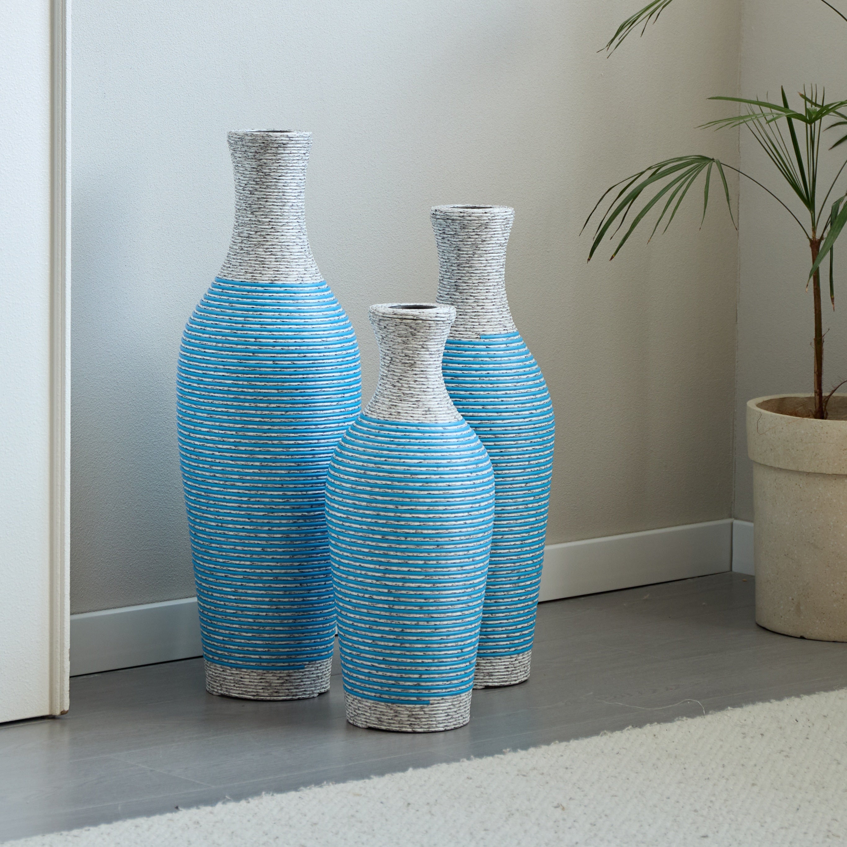 Desktop Vase, Brown Decorative Floor Vase, Classic and Neat Floor Vase, High Independent Flower Stand, Artificial Vine Vase, PVC Floor Vase, Home Decoration Flower Stand Set of 3 pieces