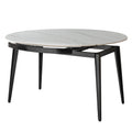 Modern Extendable Round Dining Table with Sintered Stone Top, White & Black, 33.5'' to 51.2''