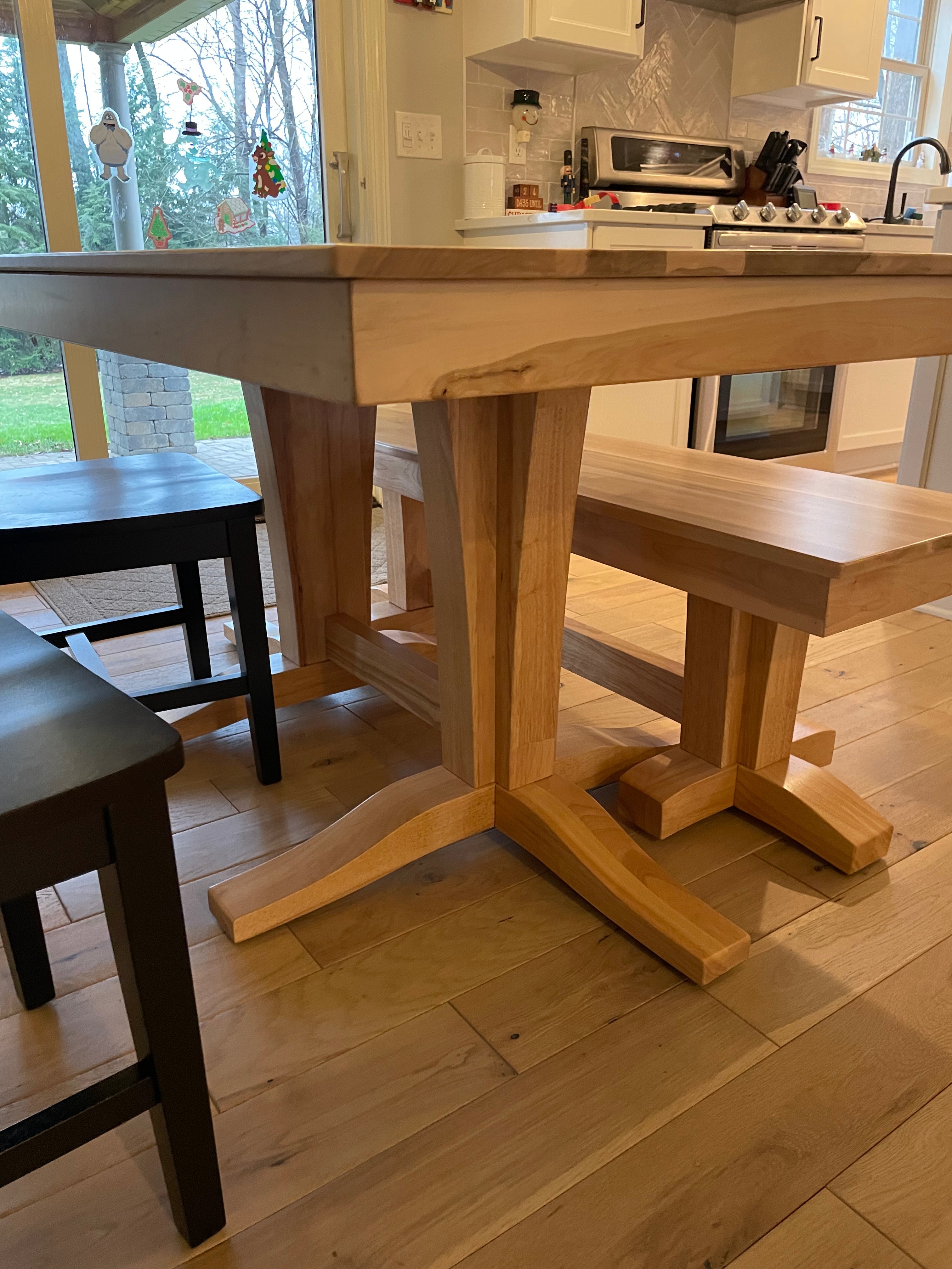 Terresa Style Leg Bench by Wooden Whale Workshop, natural wood finish with sturdy block legs
