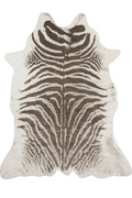 Zebra Hide‑Style Faux Fur Accent Rug