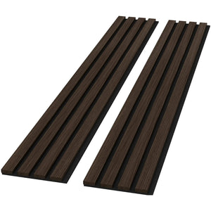 HAUSVITA solid wood acoustic slat wall panels, broad strip, brown wood slats on black backing, 2 panels