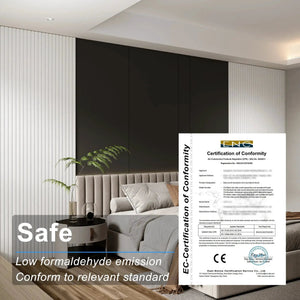 HAUSVITA acoustical wall panels, white 100% polyester with vertical slat design, 48x24x0.7