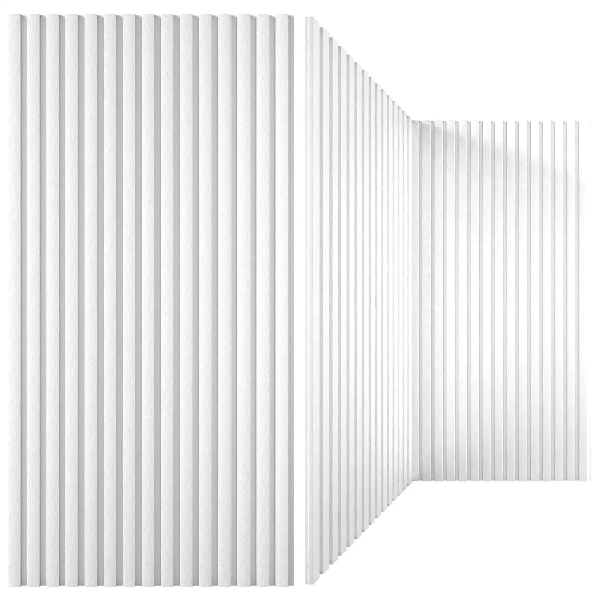 Acoustical 100% polyester wall panel, white, 48x24x0.7, shown as multiple panels arranged in a corner