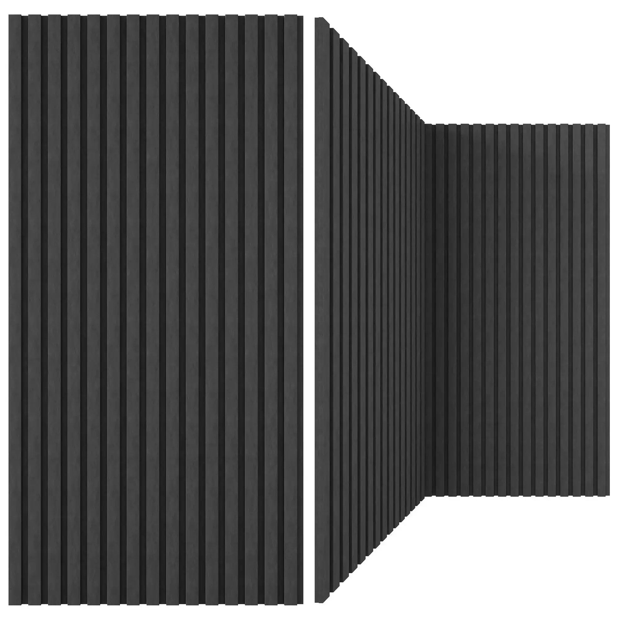 Acoustical 100% Polyester Wall Panel by HAUSVITA, dark gray vertical slats, 48x24x0.7, 2 panels