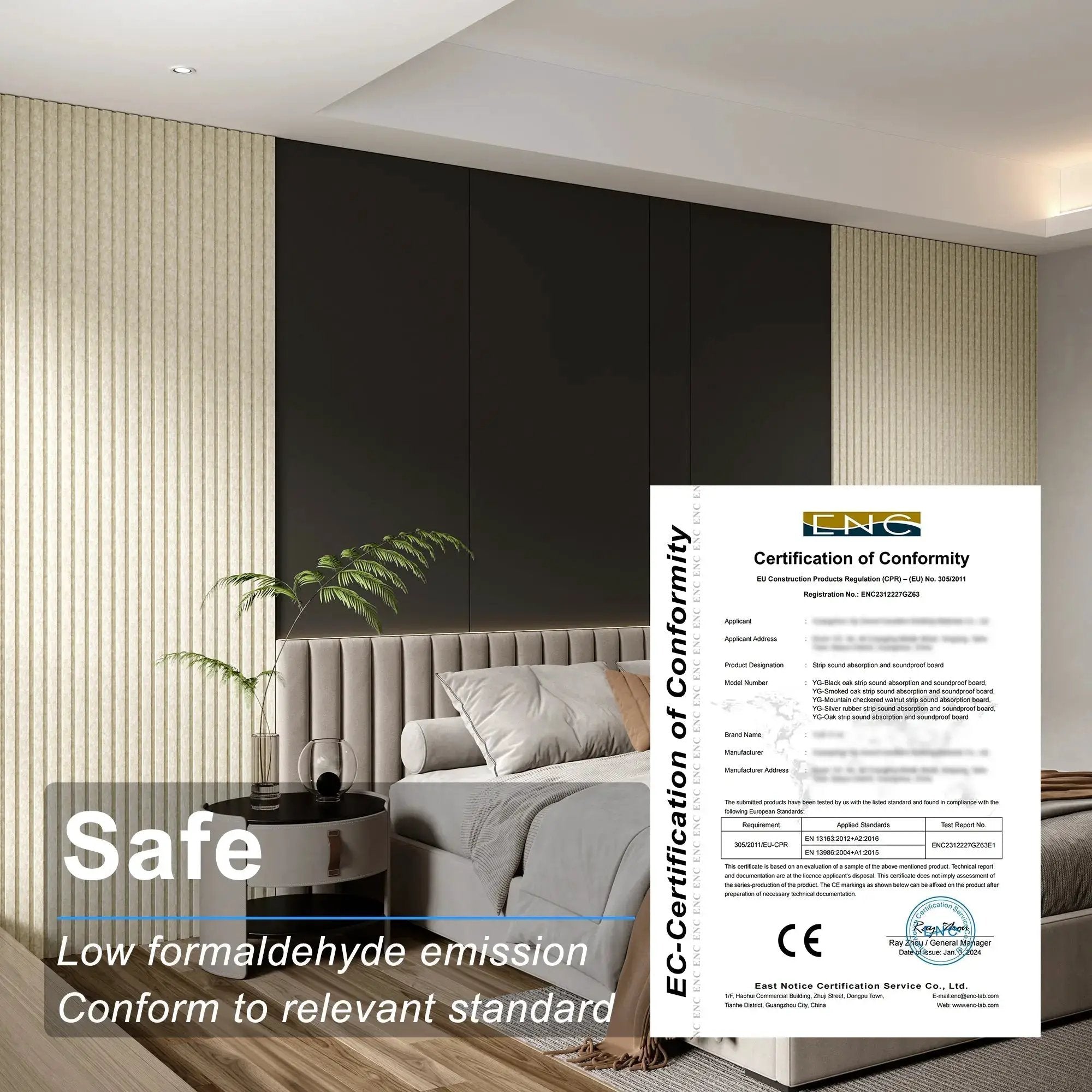 HAUSVITA acoustical wall panel, 48x24x0.7, 100% polyester beige striped fabric for wall installation