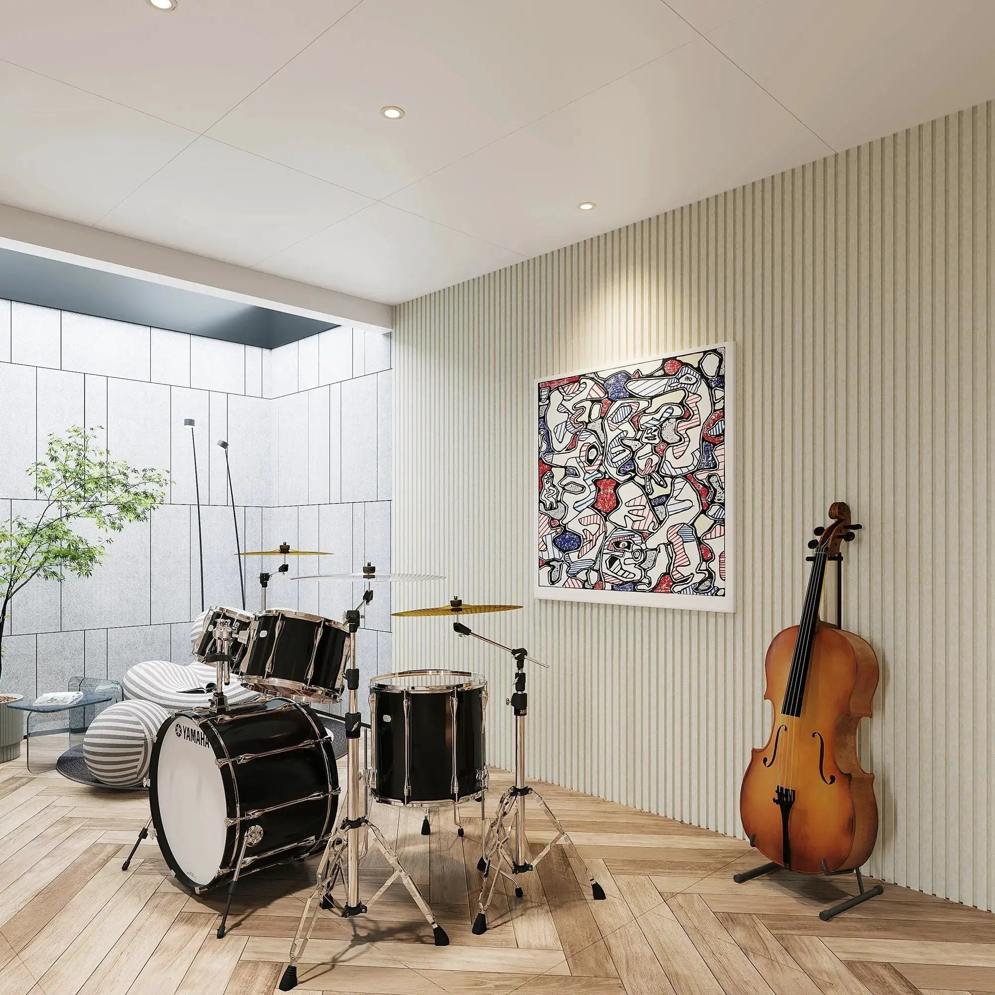 Acoustical 100% polyester wall panel, light beige, 48x24x0.7, HAUSVITA.