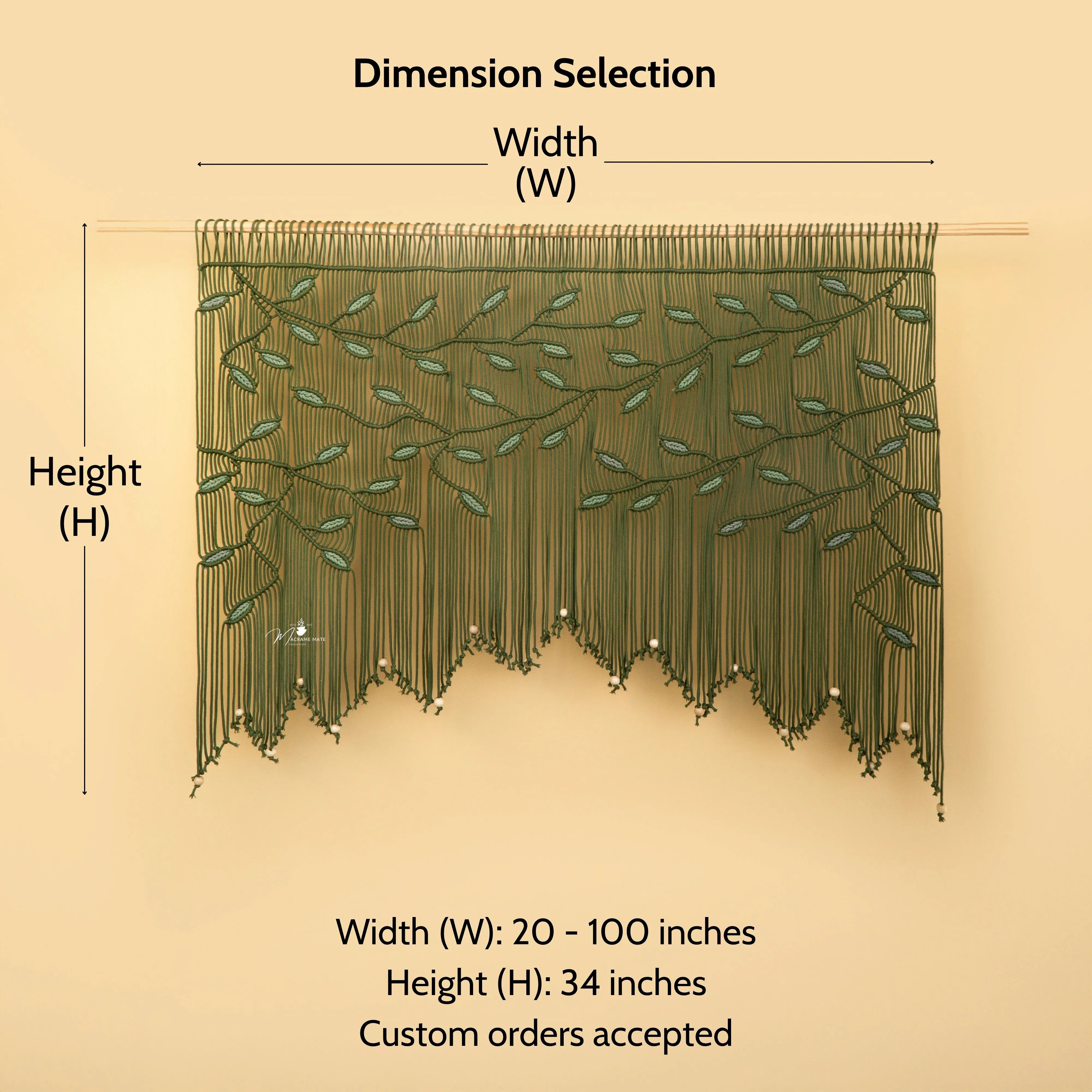 Aura Olive Sage Macrame Window Curtain