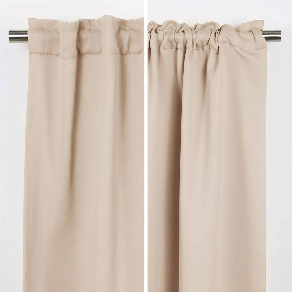 52 x 102 inch Solid Beige Cream Thermal Blackout Curtain Panels - Set of 2