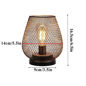 Set of 2 copper metal cage LED battery-powered table lamps