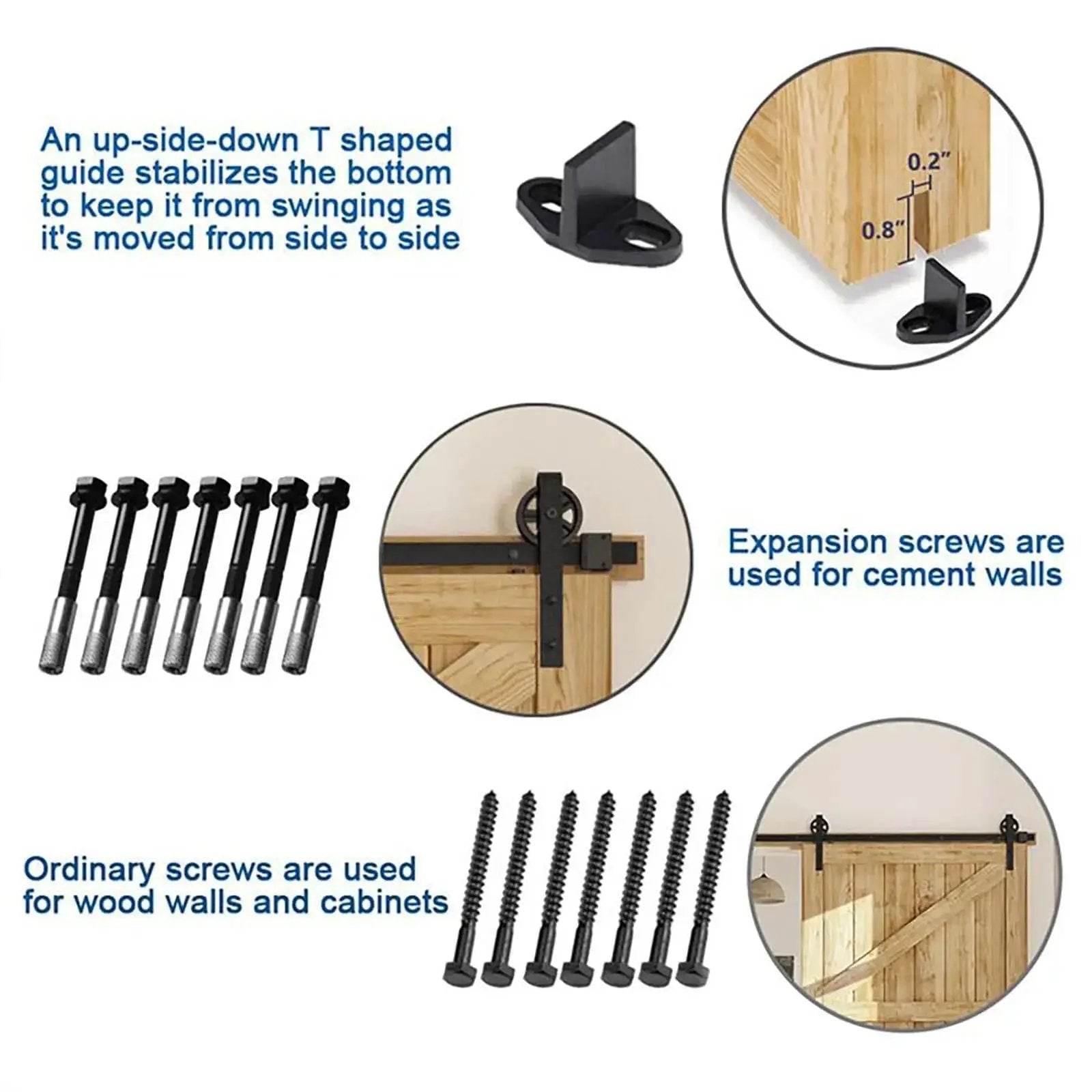 Big Spoke Wheel sliding barn door hardware kit, HAUSVITA, black steel (no door)