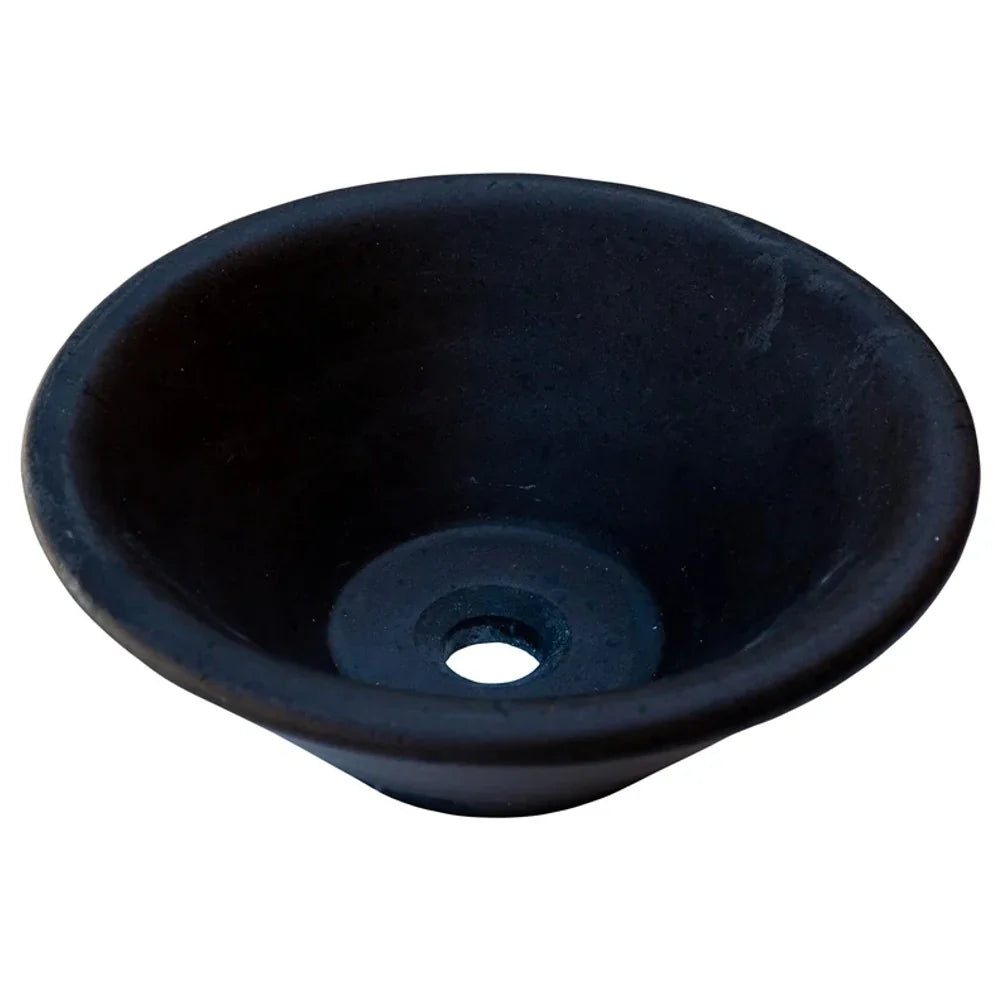 Villohome Black Andesite natural stone bathroom sink, matte honed finish, V-shaped tapered sink