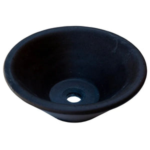 Villohome Black Andesite natural stone bathroom sink, matte honed finish, V-shaped tapered sink