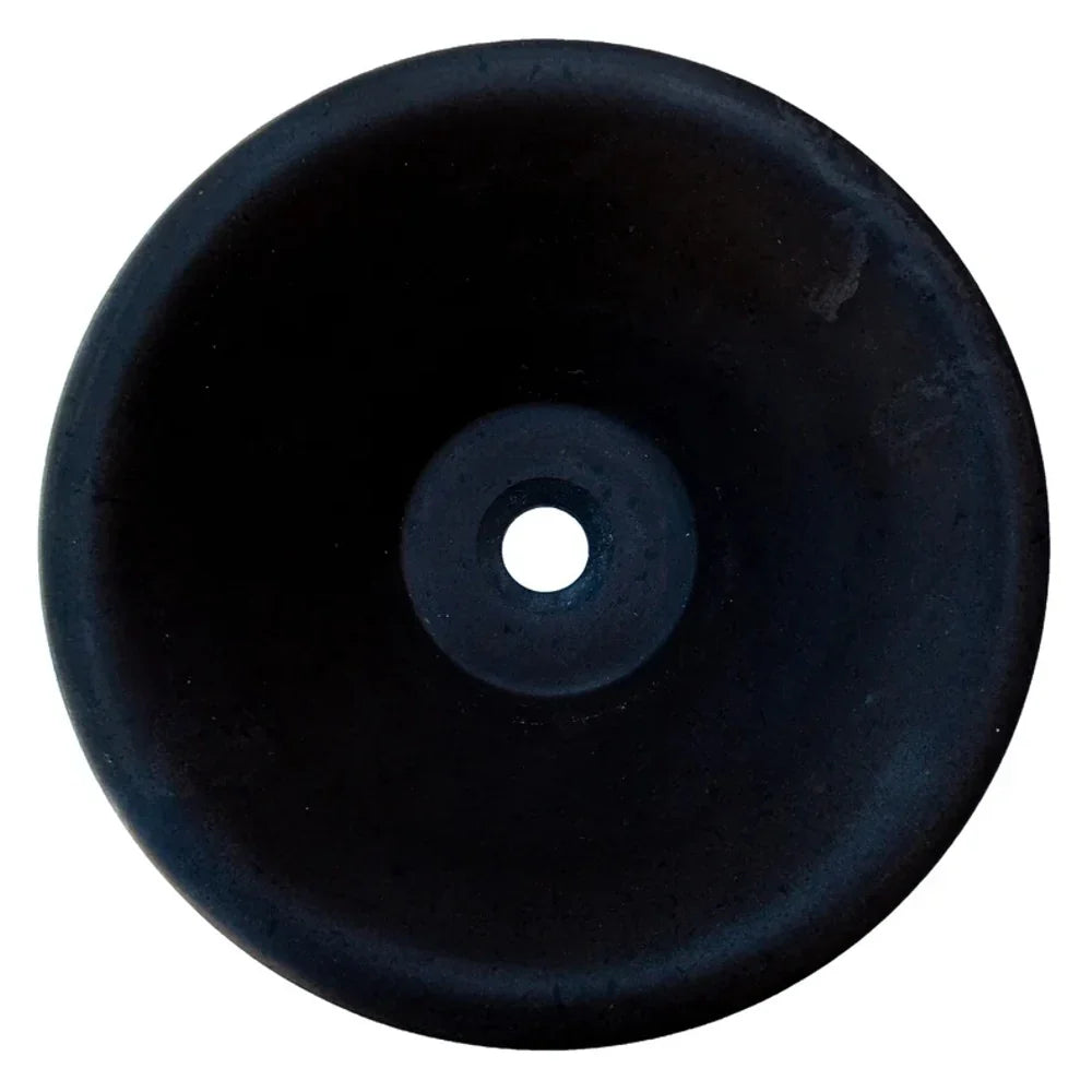 Villohome black andesite natural stone round bathroom sink, vessel style, honed-matte finish