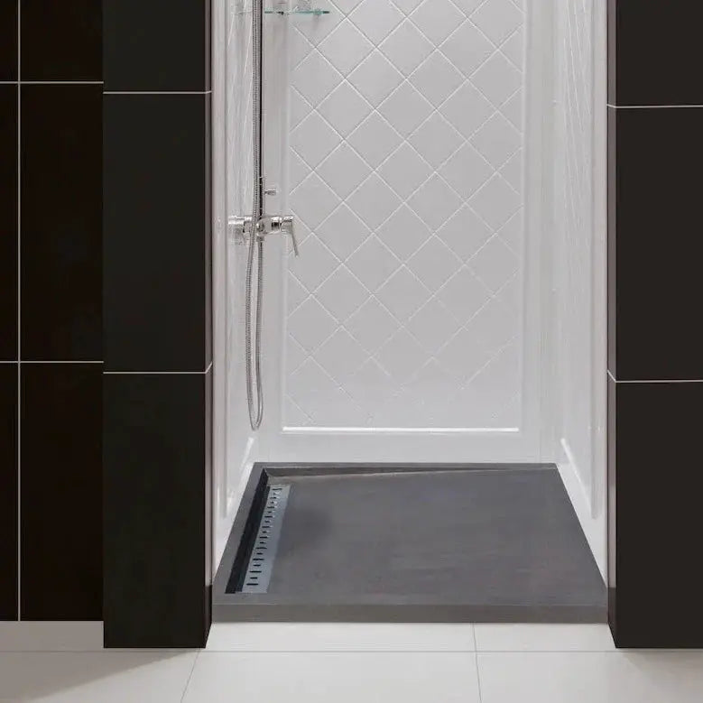 Shower base, black Andesite rectangular, Villohome, 32x48 in, 3 in high
