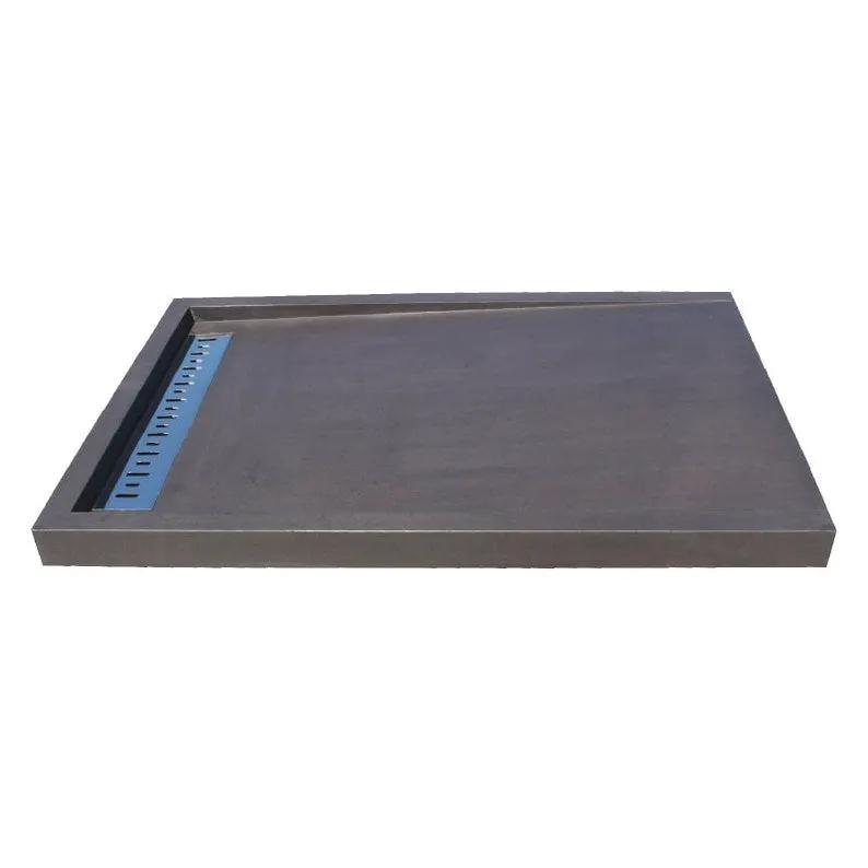 Villohome black andesite rectangular shower base, hand-carved solid block, 32W x 48L x 3H.