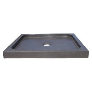 Shower Base, hand-carved black andesite, square, Villohome, 36x36x3 in