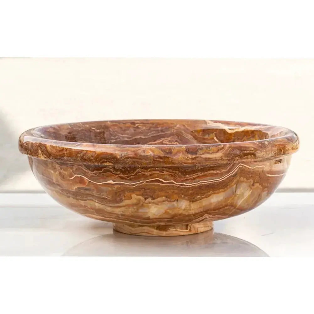 Brown Onyx Vessel Sink by Villohome, translucent natural stone