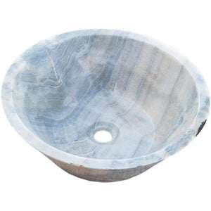 Natural Stone Bubble Gray Onyx vessel sink by Villohome, bathroom round bowl, 16-in diameter