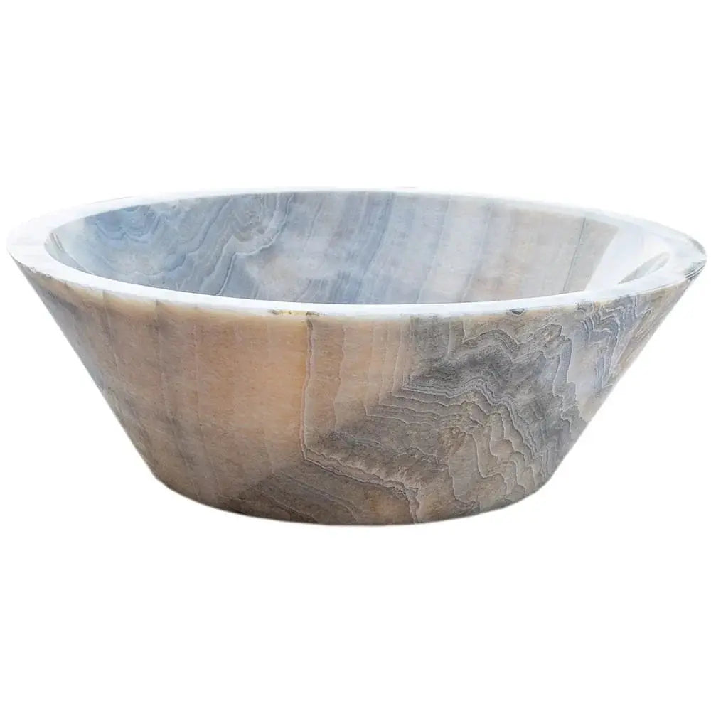 Villohome natural stone bubble gray onyx above-counter vanity sink, oval vessel