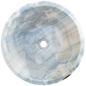 Stone round bathroom sink by Villohome, bubble gray onyx, 16-inch diameter, above-counter vessel